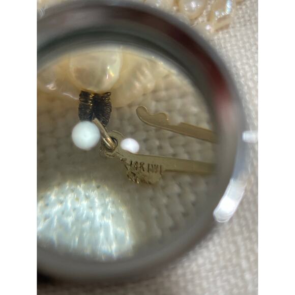 3 Strand Freshwater Rice Pearl Necklace 18" With 14k Yellow Gold Clasp & Beads - Picture 4 of 9